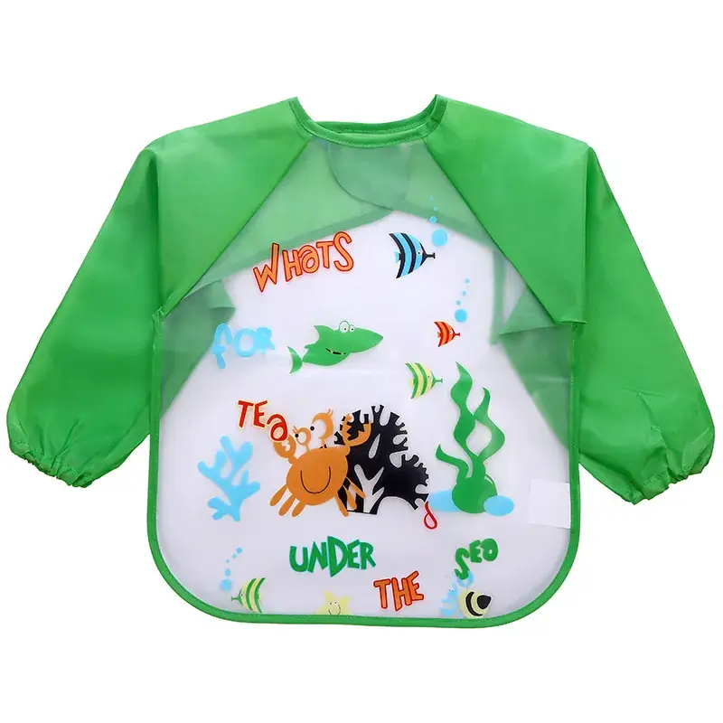 Baby Dinosaur Play Baseball Apron Green Waterproof Long Sleeve - Image 7