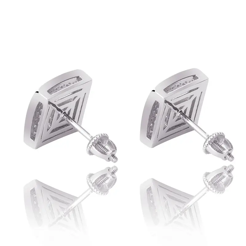 Square Hiphop Micro-inlaid Zircon Gold Plated Earrings for Men - Image 6