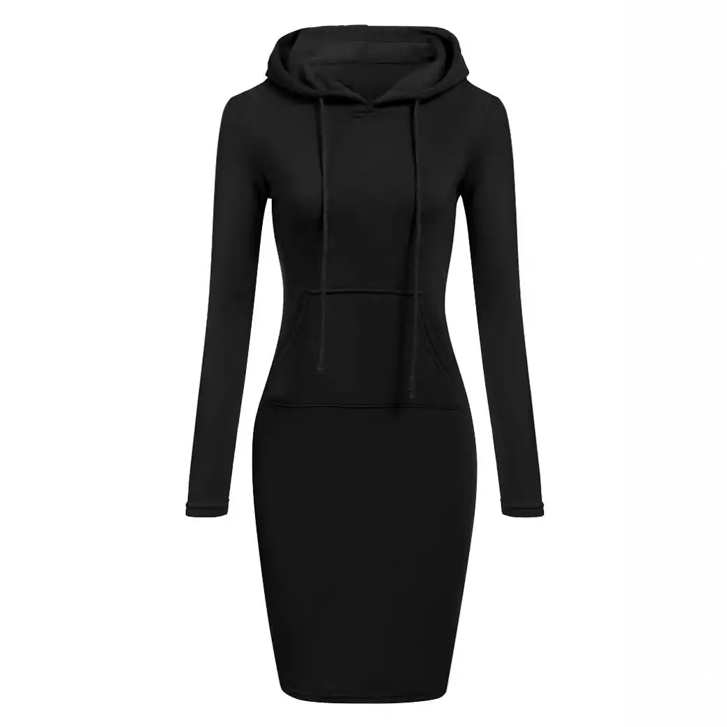 Blue Hooded Sweatshirt Long Sleeve Drawstring Pockets - Image 57