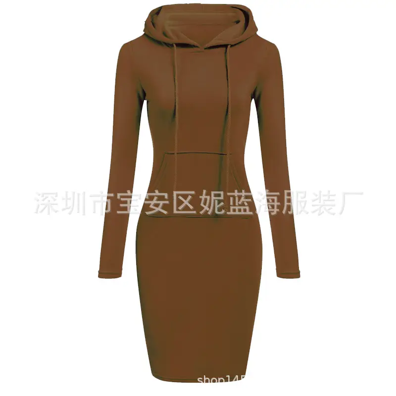 Blue Hooded Sweatshirt Long Sleeve Drawstring Pockets - Image 48