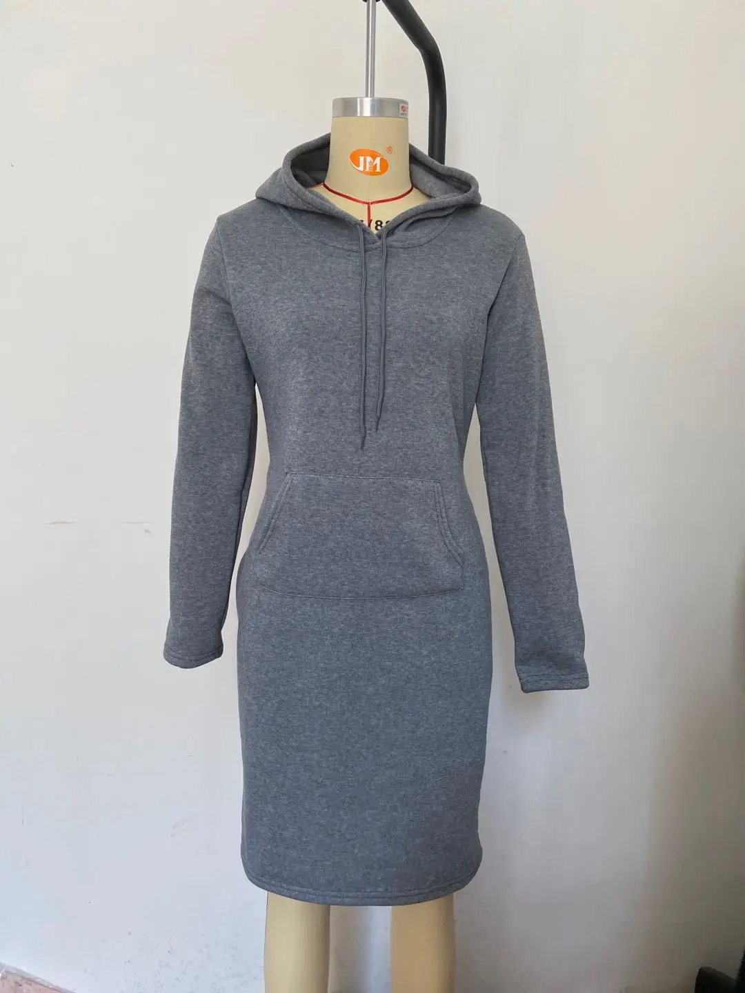 Blue Hooded Sweatshirt Long Sleeve Drawstring Pockets - Image 54