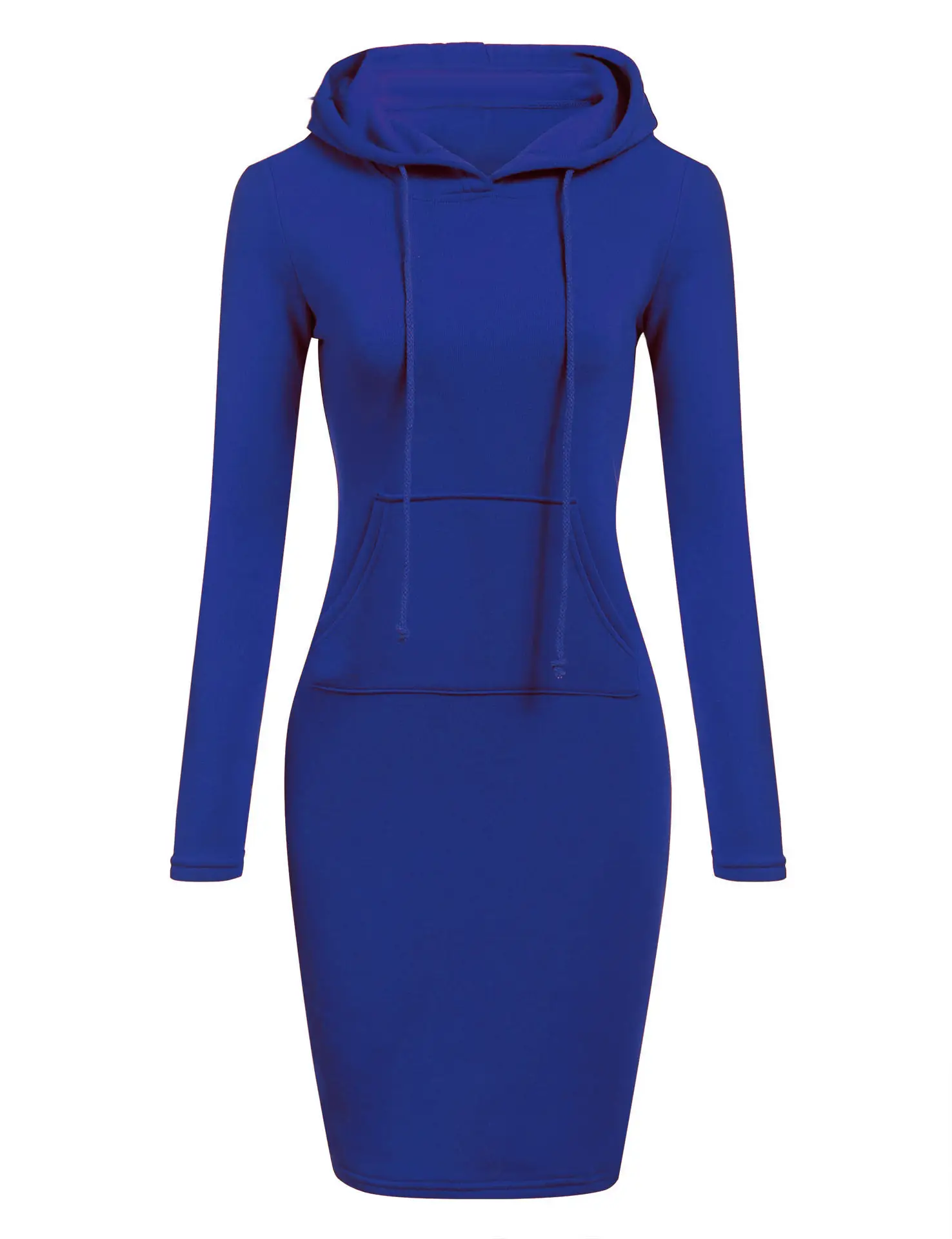 Blue Hooded Sweatshirt Long Sleeve Drawstring Pockets - Image 36