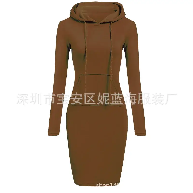 Blue Hooded Sweatshirt Long Sleeve Drawstring Pockets - Image 47
