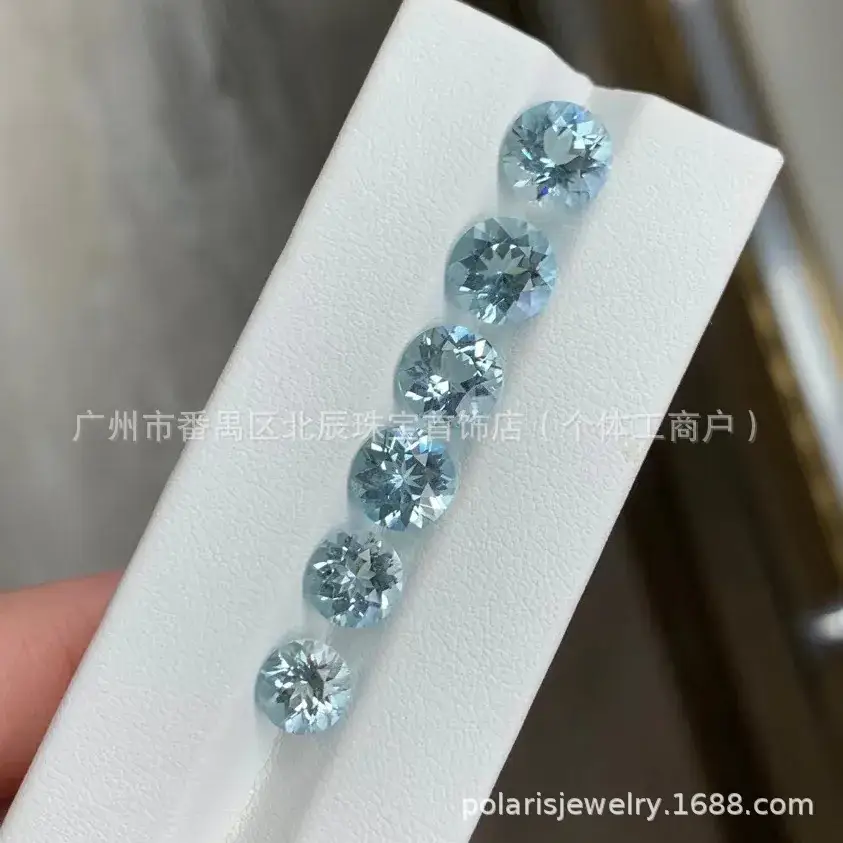 Natural Aquamarite Round Crystal 1.5mm-7mm Medium Color - Image 2