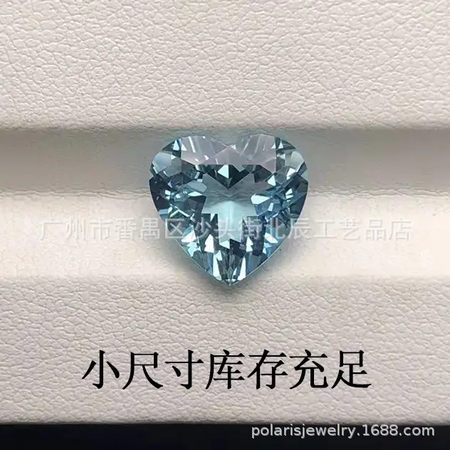 Heart Shaped Crystal Studs Natural Aquamarine 4mm-10mm - Image 5