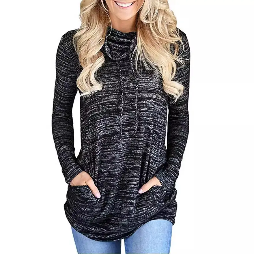 Women's Maroon Stack Collar Sweatshirt Long Sleeve