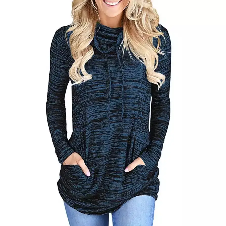 Women's Maroon Stack Collar Sweatshirt Long Sleeve