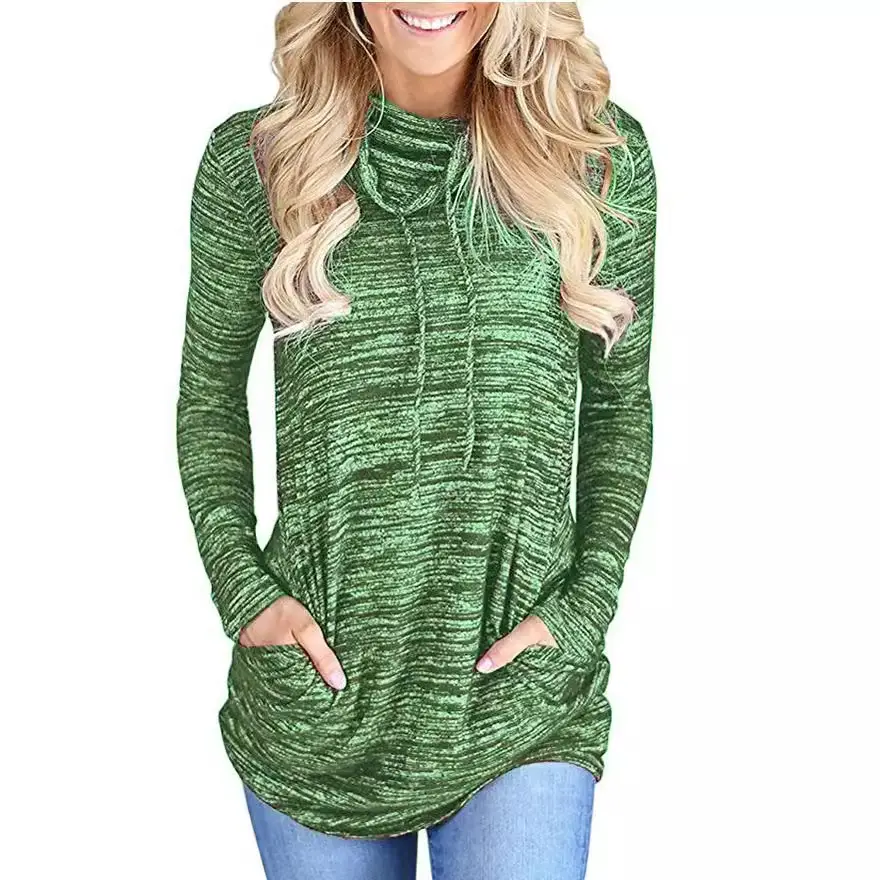Women's Maroon Stack Collar Sweatshirt Long Sleeve