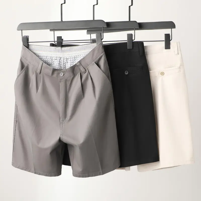 Men's High-Waisted Cotton Shorts Grey Black White - Image 8