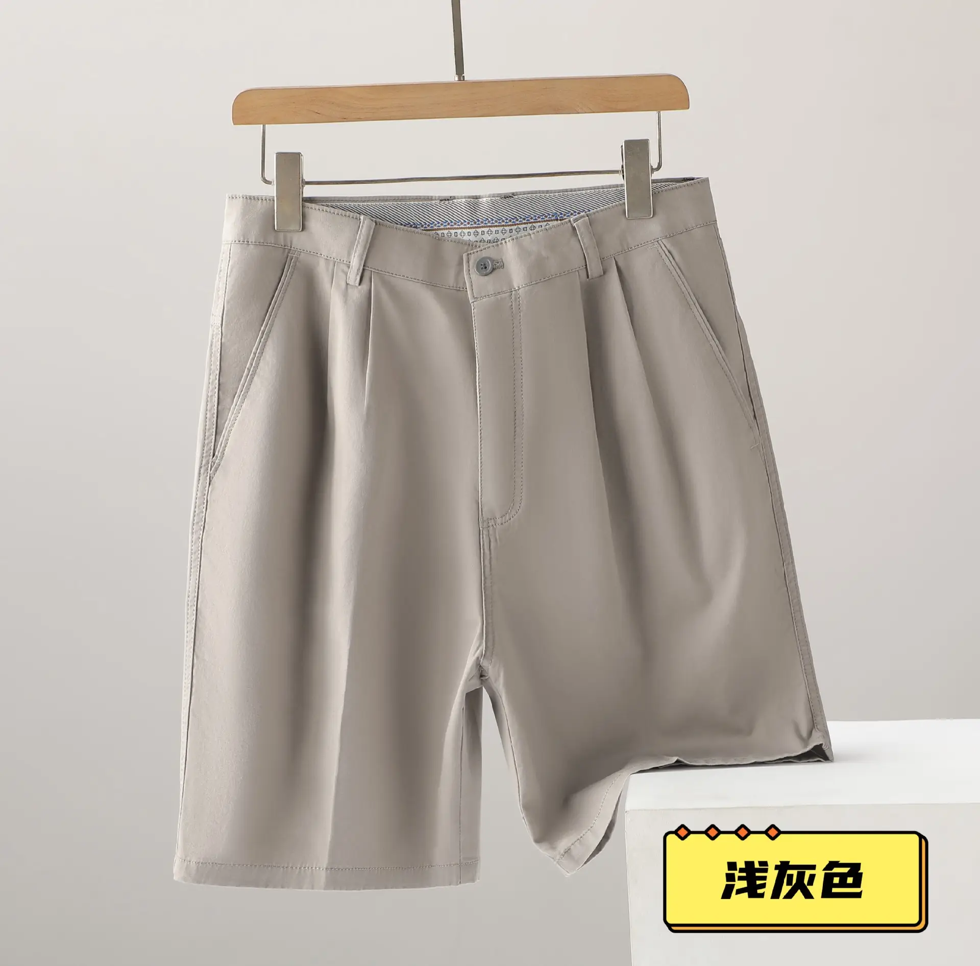 Men's High-Waisted Cotton Shorts Grey Black White - Image 5
