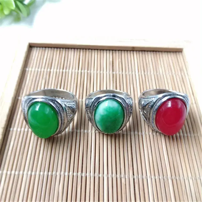 Malay Jade Ring Gold Inlay for Men Women