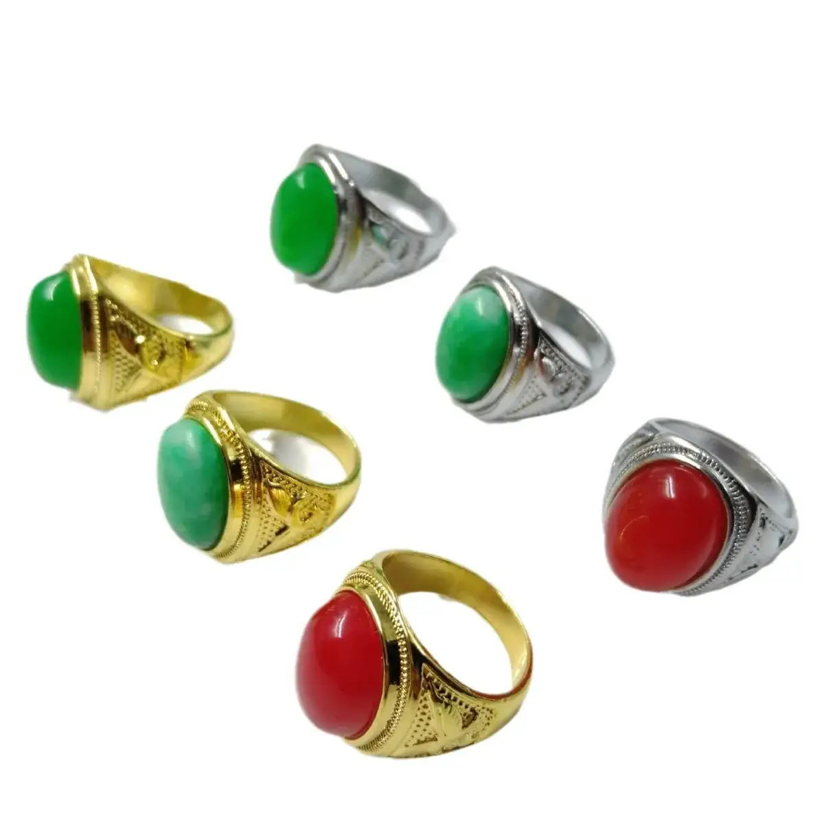 Malay Jade Ring Gold Inlay for Men Women