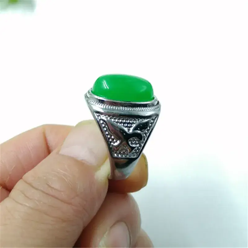 Malay Jade Ring Gold Inlay for Men Women