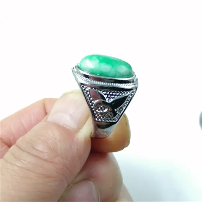 Malay Jade Ring Gold Inlay for Men Women