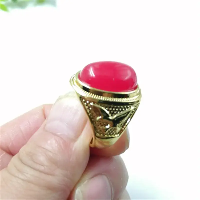 Malay Jade Ring Gold Inlay for Men Women