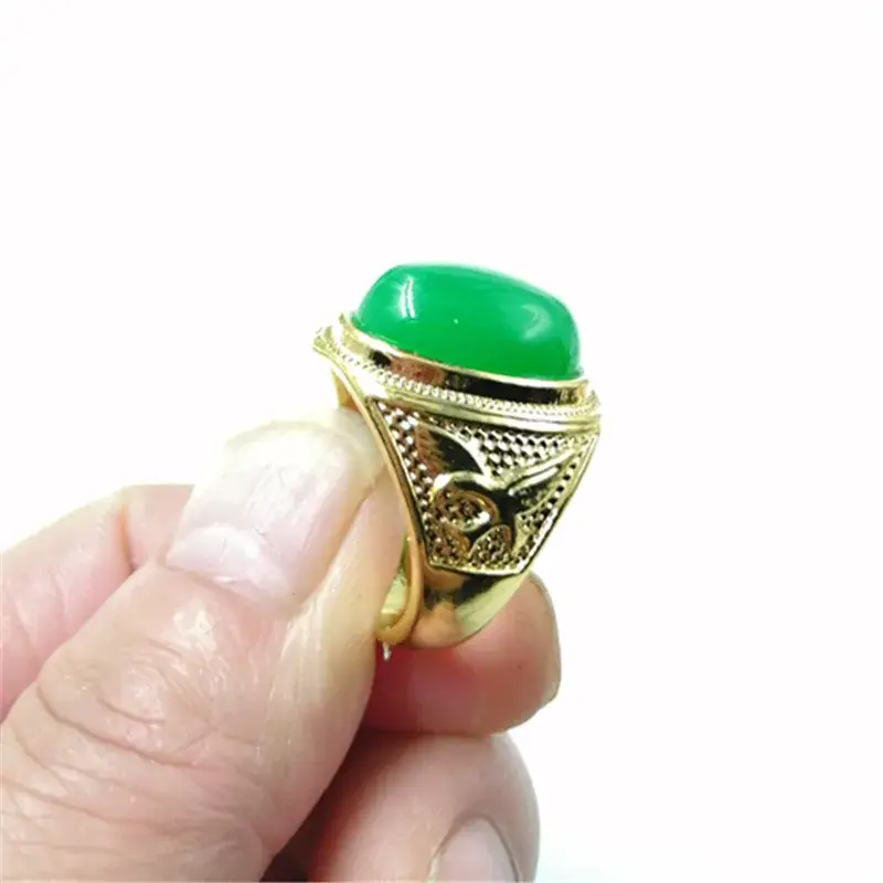 Malay Jade Ring Gold Inlay for Men Women