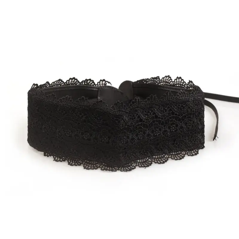 Black Lace Wide Belt for Women