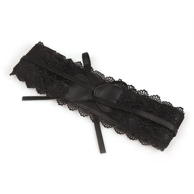 Black Lace Wide Belt for Women