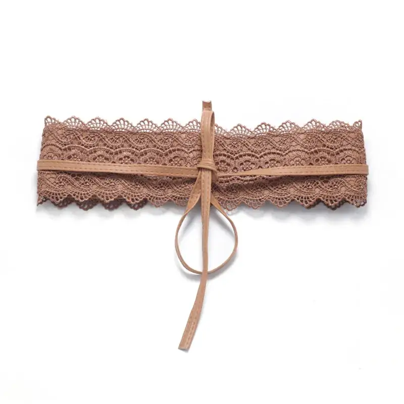 Black Lace Wide Belt for Women