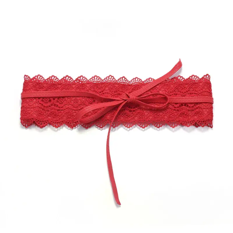 Black Lace Wide Belt for Women