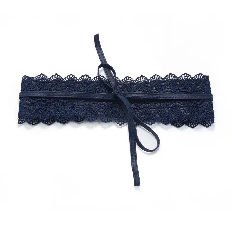 Black Lace Wide Belt for Women