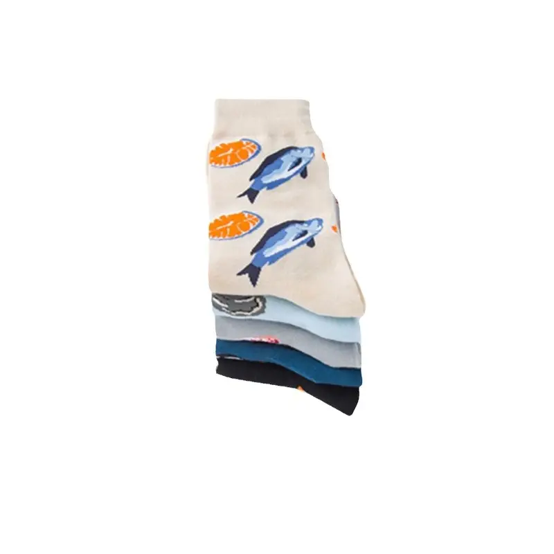 Spot fashion color men's socks couple socks casual socks wholesale seafood series happy fashion socks