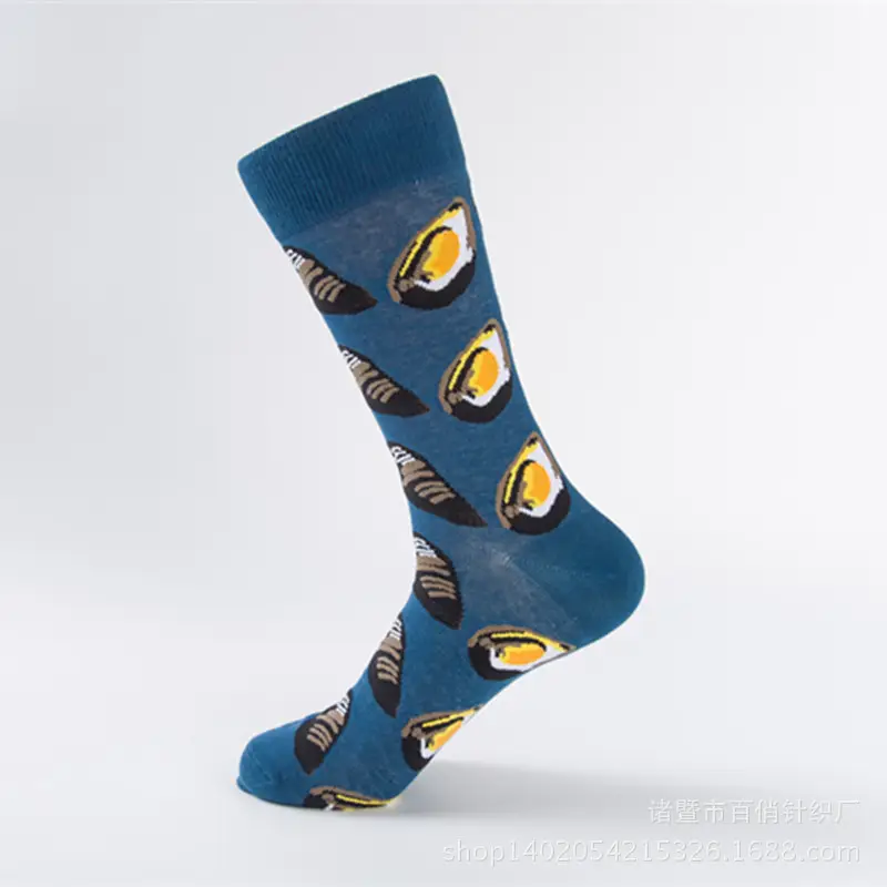 Spot fashion color men's socks couple socks casual socks wholesale seafood series happy fashion socks