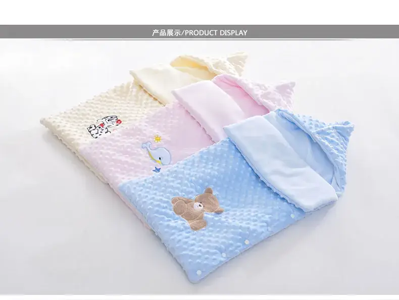 Newborn Blanket with Teddy Bear Design, Soft Blue, Anti-Jump Quilted — feature 10