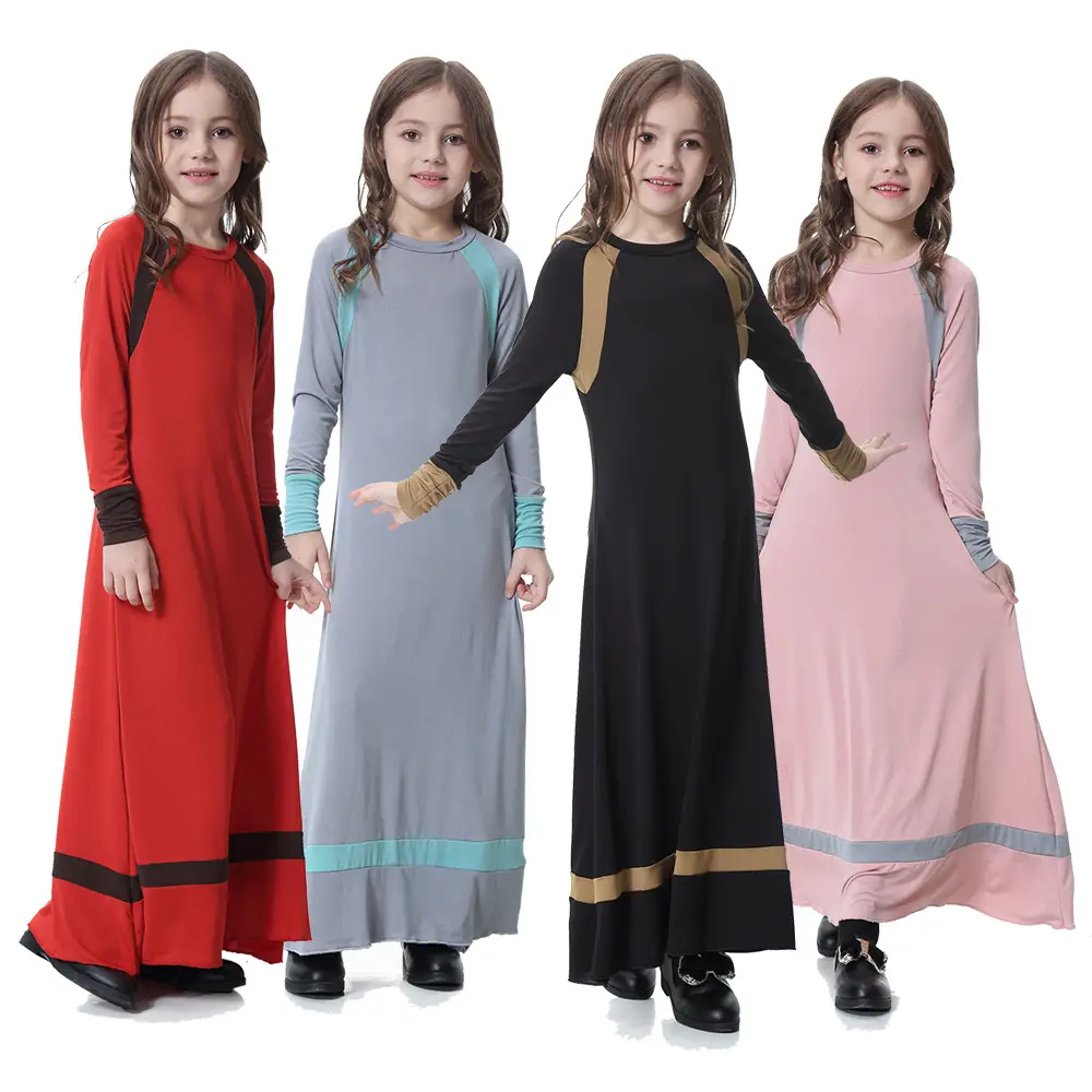 Girls Long Sleeve Cross Border Dress Grey Blue - Image 5
