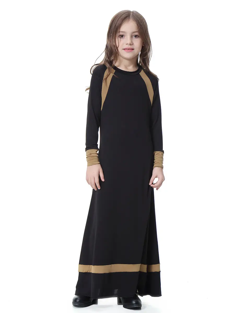 Girls Long Sleeve Cross Border Dress Grey Blue - Image 3