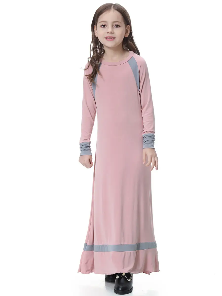 Girls Long Sleeve Cross Border Dress Grey Blue - Image 4