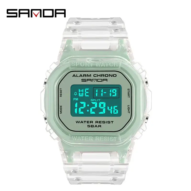 Transparent Square Analog Watch for Men Waterproof Sports Wear - Image 4