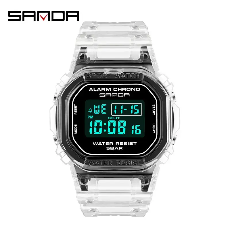Transparent Square Analog Watch for Men Waterproof Sports Wear - Image 7