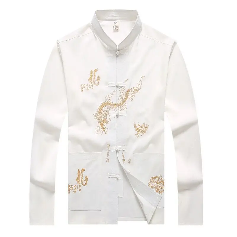 Men's Long Sleeve Dragon Embroidered Han Dress