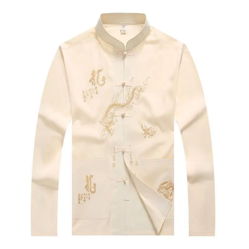 Men's Long Sleeve Dragon Embroidered Han Dress