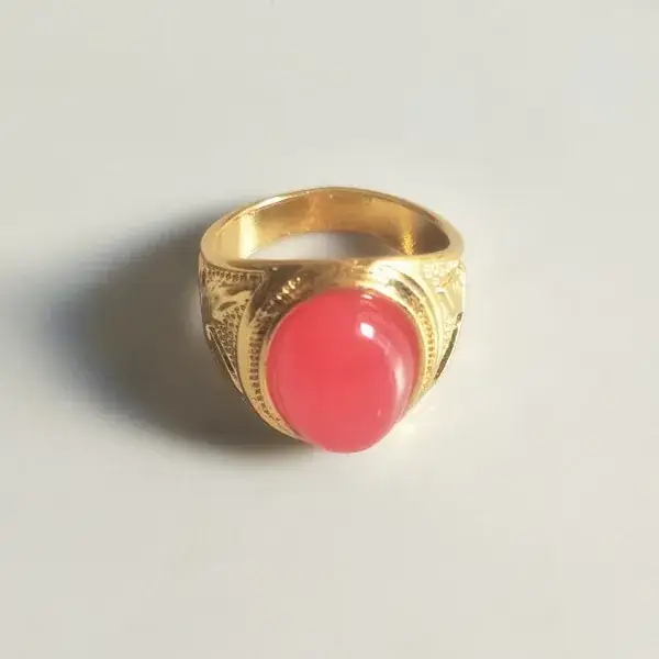 Green Jade Runjianghu Men's Ring with Gold Plated Design - Image 6