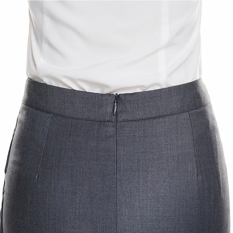 Women's Grey Slim Fit Midi Skirt Summer Professional Pencil - Image 9