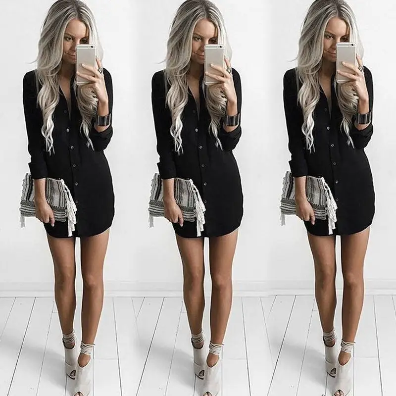 Women's Long Sleeve T-Shirt Dress Loose Fit Light Pink — feature 5