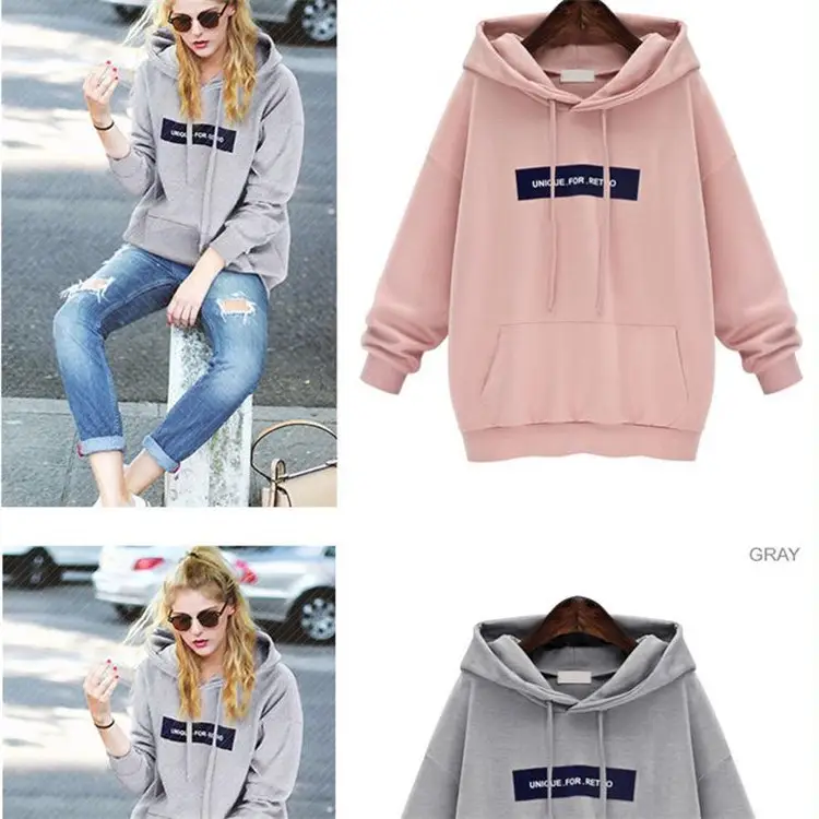 2022 Women's Pink & Grey Hooded Hoodie Large - Image 5