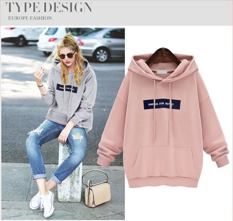 2022 Women's Pink & Grey Hooded Hoodie Large — feature 2