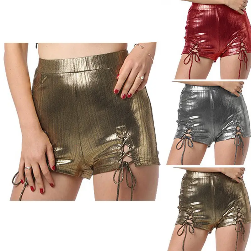 Gold High-Waisted Tie Shorts for Women
