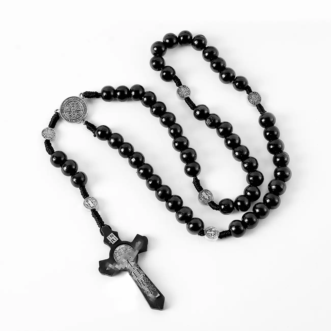 Natural Wooden Cross Rosary Pendant 10mm Catholic - Image 2
