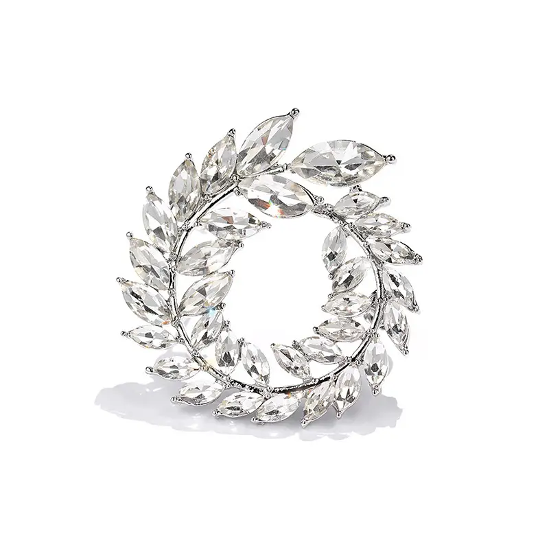 Zircon Brooch for Women - Silver Leaf Design - Image 7