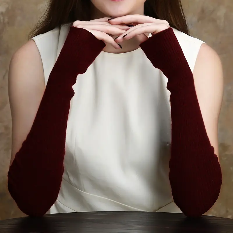 Women's Long Knitted Finger Gloves for Winter Warmth - Image 16