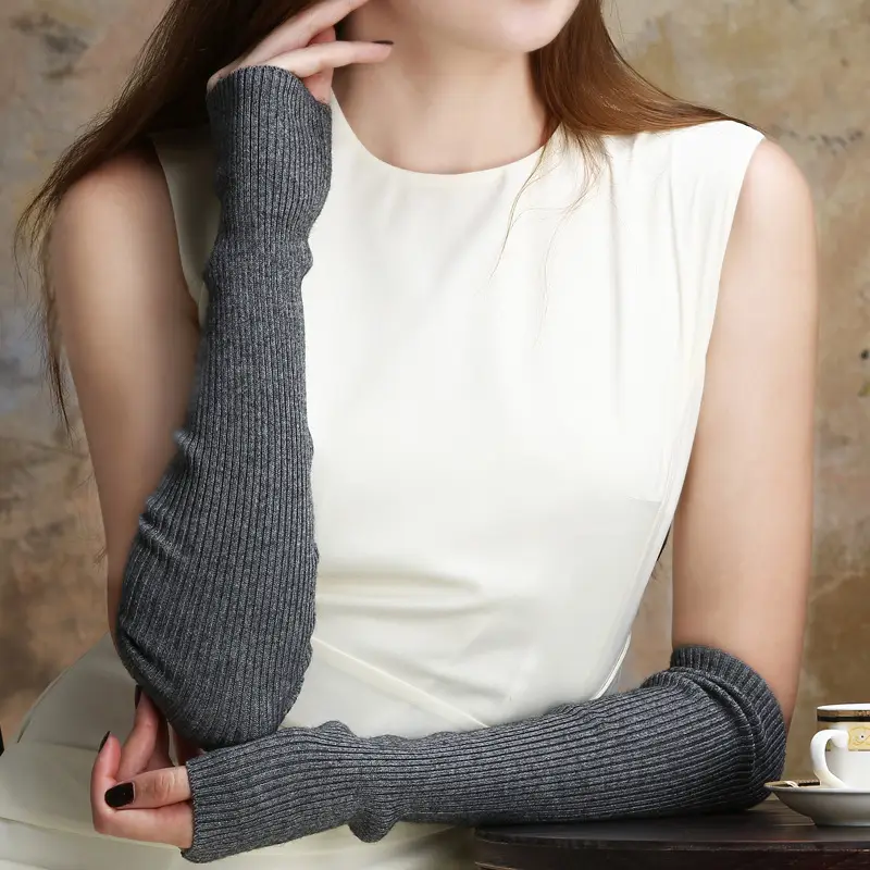 Women's Long Knitted Finger Gloves for Winter Warmth - Image 7