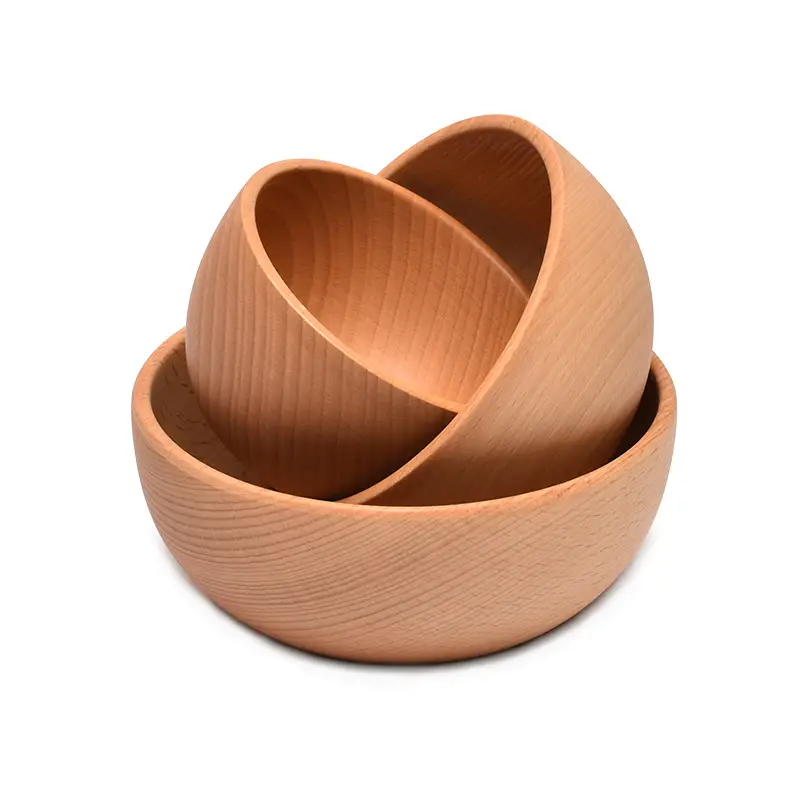 Japanese Wooden Rice Bowl for Kids & Home Use