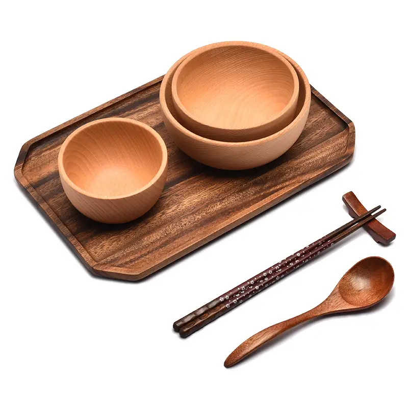 Japanese Wooden Rice Bowl for Kids & Home Use