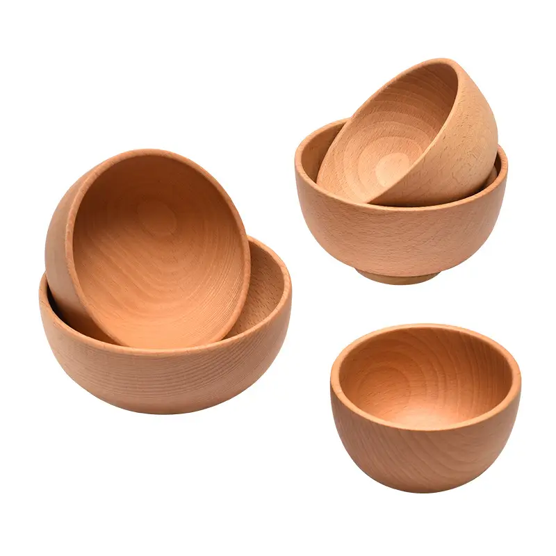 Japanese Wooden Rice Bowl for Kids & Home Use