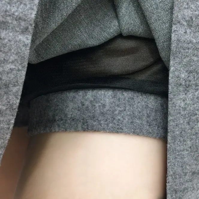 Anti-glare Pleated Skirt Women's Grey Woolen - Image 7