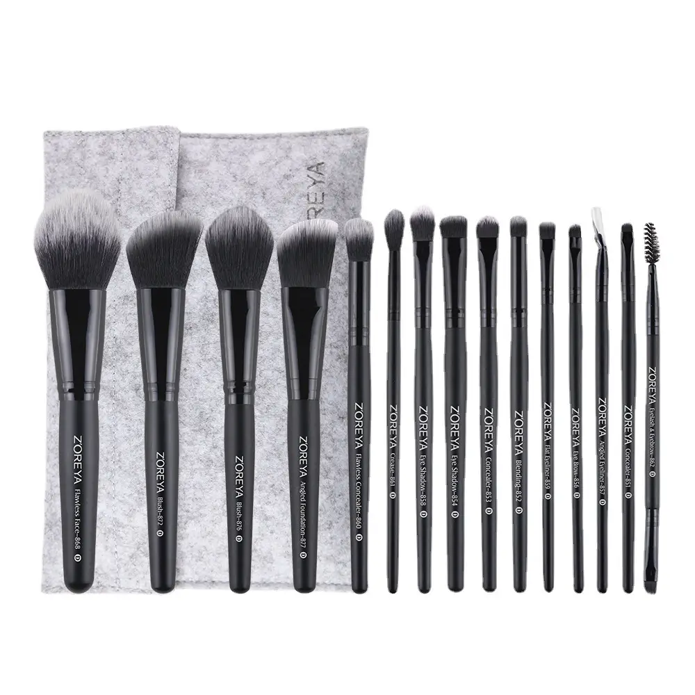 15-Piece Cross-Border Makeup Brush Set Black - Image 35